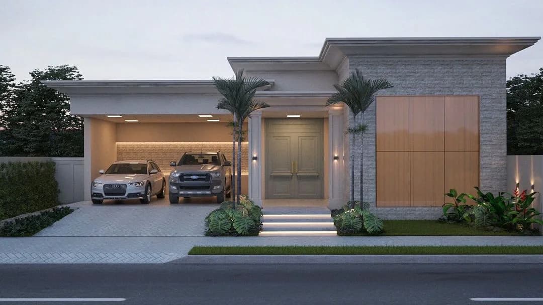 Imagem realista de uma sala com sofá e mesa de centro em madeira rústica